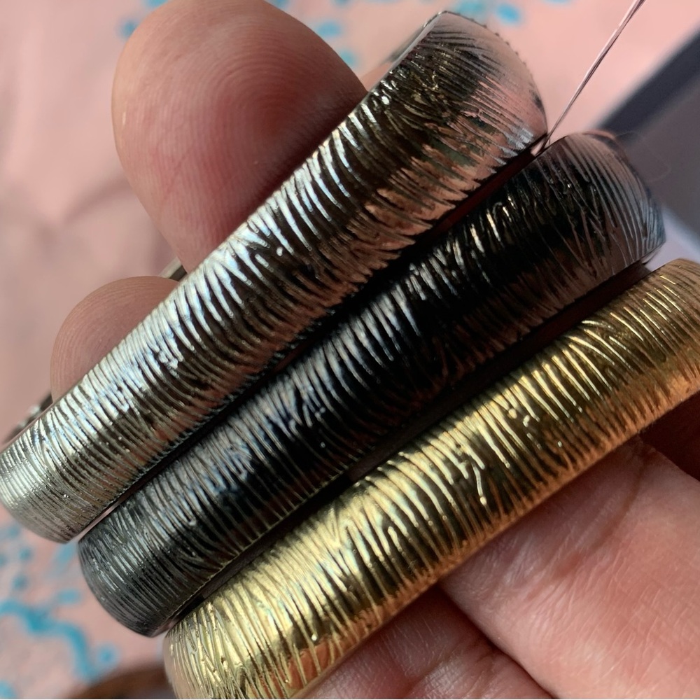 3 Rhinestone Statement Bangles Stacked Clear Crys… - image 4